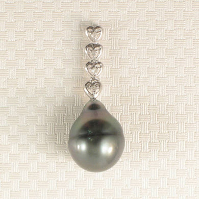 Baroque Black Tahitian Pearl & Diamond Heart-Bale Pendant