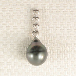 Baroque Black Tahitian Pearl & Diamond Heart-Bale Pendant
