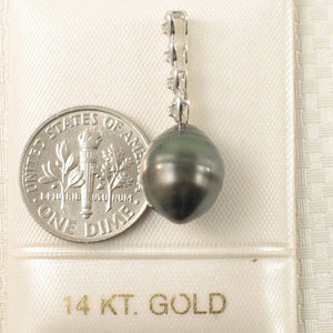 Baroque Black Tahitian Pearl & Diamond Heart-Bale Pendant 14k