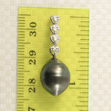 Load image into Gallery viewer, Baroque Black Tahitian Pearl &amp; Diamond Heart-Bale Pendant 14k