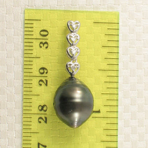 Baroque Black Tahitian Pearl & Diamond Heart-Bale Pendant 14k