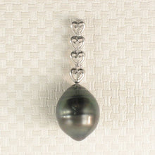 Load image into Gallery viewer, Baroque Black Tahitian Pearl &amp; Diamond Heart-Bale Pendant 14k