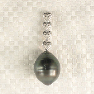 Baroque Black Tahitian Pearl & Diamond Heart-Bale Pendant 14k