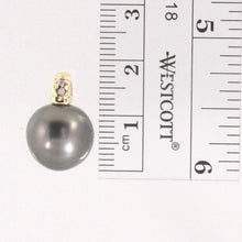 Load image into Gallery viewer, Baroque Black Tahitian Pearl &amp; Diamond Dimpled-Bail Pendant