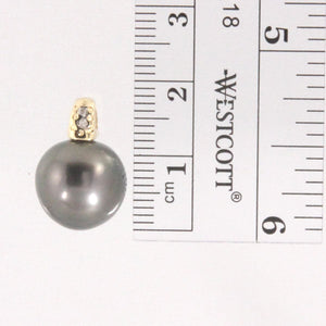 Baroque Black Tahitian Pearl & Diamond Dimpled-Bail Pendant