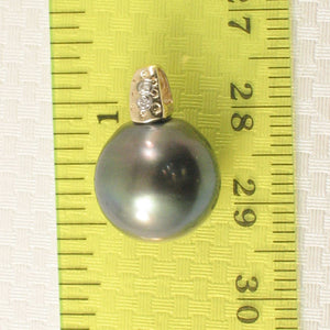Baroque Black Tahitian Pearl & Diamond Dimpled-Bail Pendant