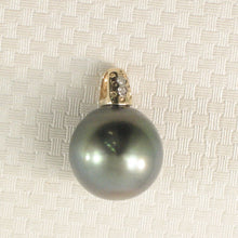 Load image into Gallery viewer, Baroque Black Tahitian Pearl &amp; Diamond Dimpled-Bail Pendant