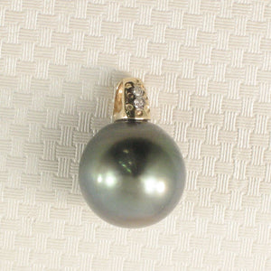 Baroque Black Tahitian Pearl & Diamond Dimpled-Bail Pendant