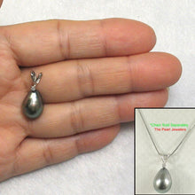 Load image into Gallery viewer, 14k White Gold Single-Diamond Baroque Black Tahitian Pearl Pendant