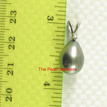 Load image into Gallery viewer, 14k White Gold Single-Diamond Baroque Black Tahitian Pearl Pendant
