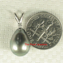 Load image into Gallery viewer, 14k White Gold Single-Diamond Baroque Black Tahitian Pearl Pendant