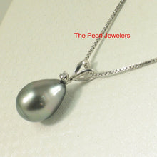 Load image into Gallery viewer, 14k White Gold Single-Diamond Baroque Black Tahitian Pearl Pendant
