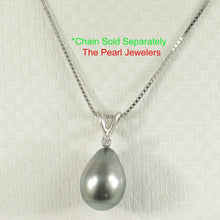 Load image into Gallery viewer, 14k White Gold Single-Diamond Baroque Black Tahitian Pearl Pendant