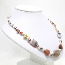Load image into Gallery viewer, Baroque Pearl &amp; Star Coin Pearl with Agate Necklace – .925 Silver