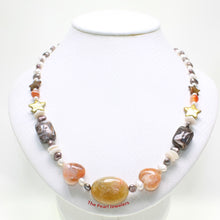 Load image into Gallery viewer, Baroque Pearl &amp; Star Coin Pearl with Agate Necklace – .925 Silver