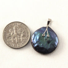 Load image into Gallery viewer, Coin Pearl Pendant – 14k White Gold with Diamond Eyes