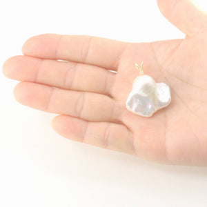 Baroque Pearl Pendant – 14k Yellow Gold with Diamond Bail