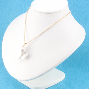 Baroque Pearl Pendant – 14k Yellow Gold with Diamond Bail