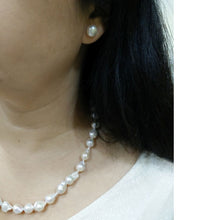 Load image into Gallery viewer, White Baroque Pearl Necklace with 14k Solid Gold Clasp