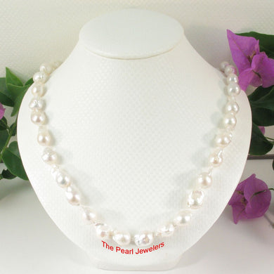 White Baroque Pearl Necklace with 14k Solid Gold Clasp