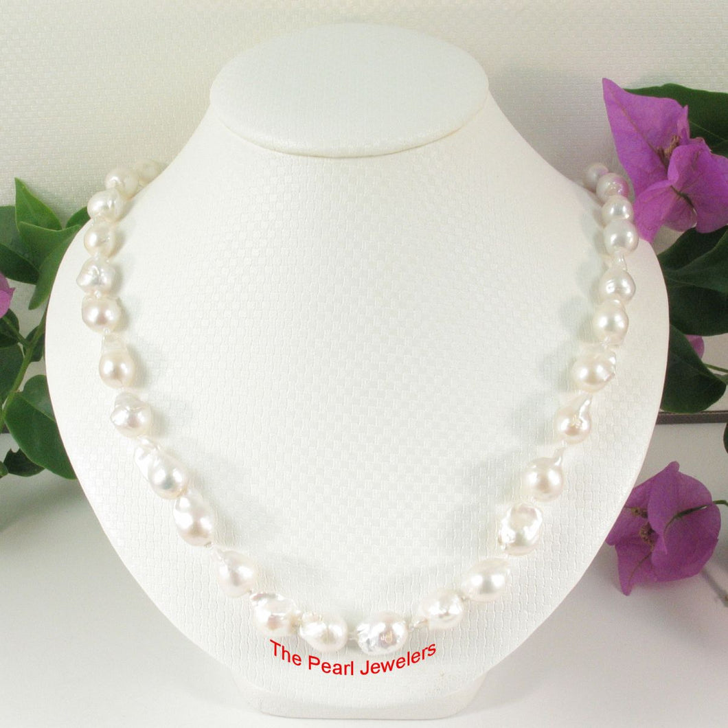 White Baroque Pearl Necklace with 14k Solid Gold Clasp