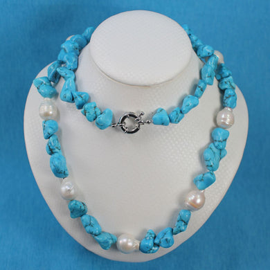 Baroque Pearl & Turquoise Beaded Necklace – 31
