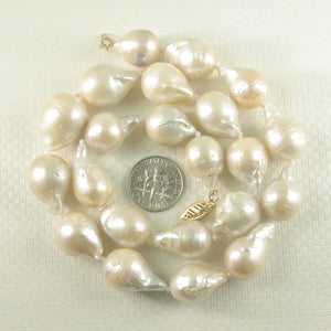 Large Baroque Pearl Necklace with 14k Yellow Gold Clasp – 18”