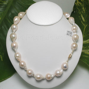 Large Baroque Pearl Necklace with 14k Yellow Gold Clasp – 18”