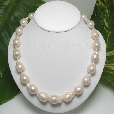 Large Baroque Pearl Necklace with 14k Yellow Gold Clasp – 18”