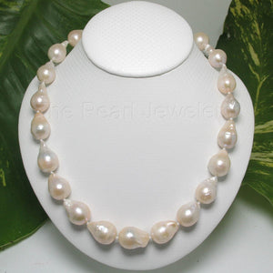 Large Baroque Pearl Necklace with 14k Yellow Gold Clasp – 18”