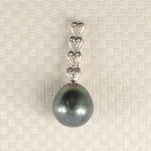 Load image into Gallery viewer, Baroque Peacock Tahitian Pearl &amp; Diamond Heart-Bale Pendant