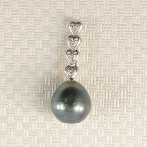 Baroque Peacock Tahitian Pearl & Diamond Heart-Bale Pendant