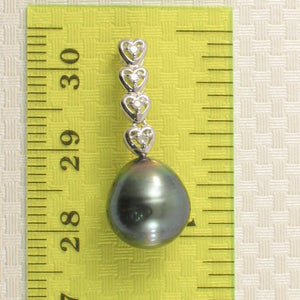 Baroque Peacock Tahitian Pearl & Diamond Heart-Bale Pendant