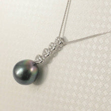 Load image into Gallery viewer, Baroque Peacock Tahitian Pearl &amp; Diamond Heart-Bale Pendant