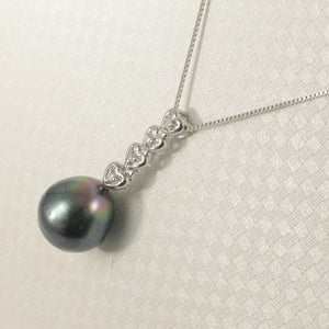 Baroque Peacock Tahitian Pearl & Diamond Heart-Bale Pendant