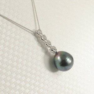 Baroque Peacock Tahitian Pearl & Diamond Heart-Bale Pendant