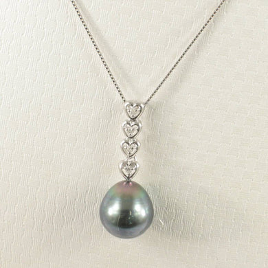 Baroque Peacock Tahitian Pearl & Diamond Heart-Bale Pendant