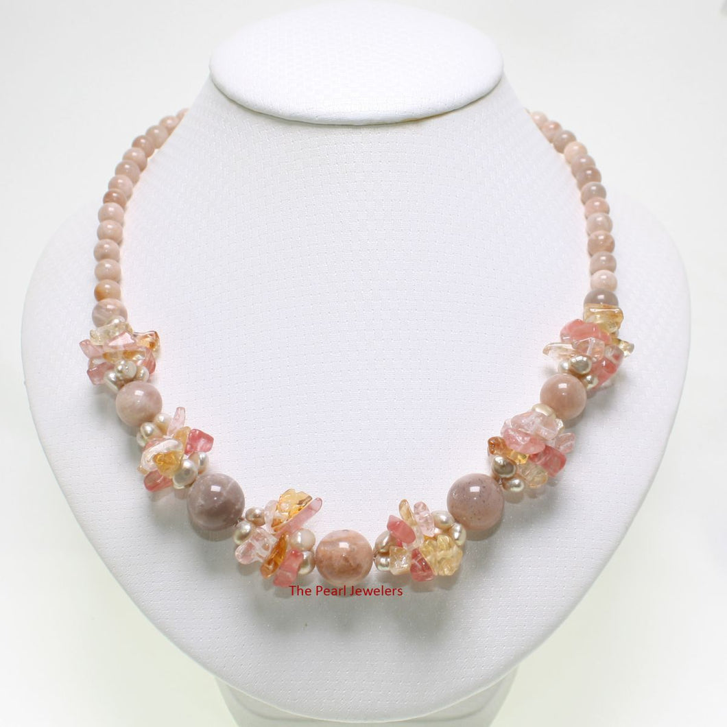 Baroque Pearl & Agate Gemstone Necklace – .925 Silver