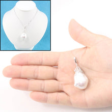 Load image into Gallery viewer, Baroque Pearl Pendant with Diamond “Vines” – 14k White Gold