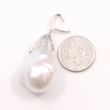 Load image into Gallery viewer, Baroque Pearl Pendant with Diamond “Vines” – 14k White Gold