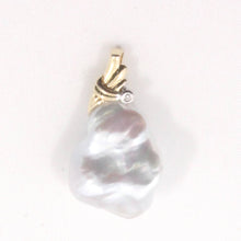 Load image into Gallery viewer, Baroque Pearl Pendant – 14k Yellow Gold Feather Bail + Diamond