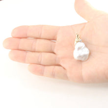 Load image into Gallery viewer, Baroque Pearl Pendant – 14k Yellow Gold Feather Bail + Diamond