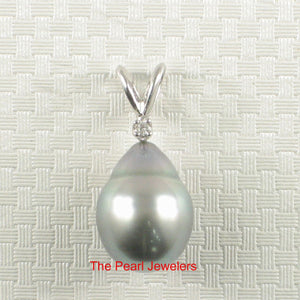 14k White Gold Single-Diamond Baroque Tahitian Pearl Pendant