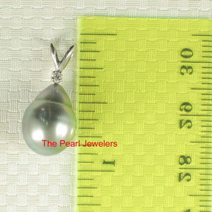 14k White Gold Single-Diamond Baroque Tahitian Pearl Pendant