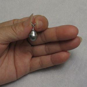 14k White Gold Single-Diamond Baroque Tahitian Pearl Pendant
