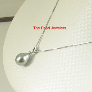 14k White Gold Single-Diamond Baroque Tahitian Pearl Pendant