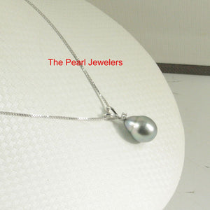 14k White Gold Single-Diamond Baroque Tahitian Pearl Pendant