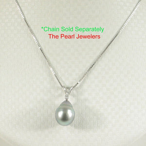 14k White Gold Single-Diamond Baroque Tahitian Pearl Pendant
