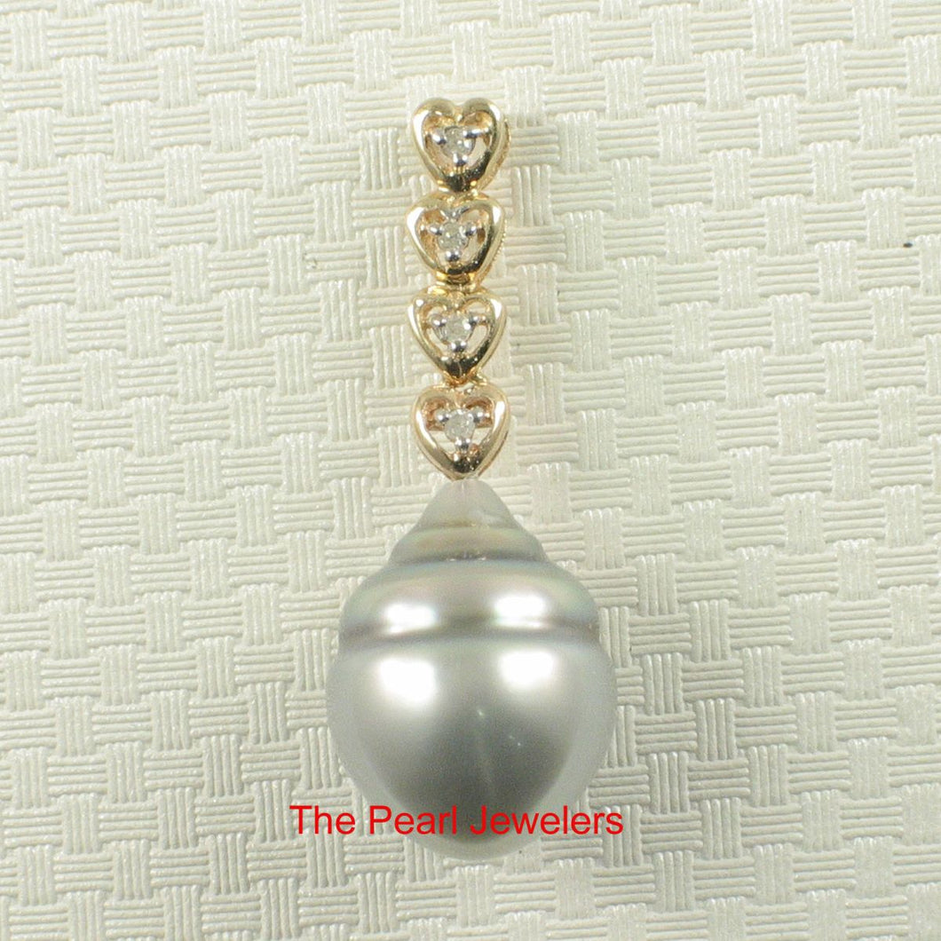 Baroque Tahitian Pearl & Diamond Heart-Bale Pendant