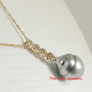 Baroque Tahitian Pearl & Diamond Heart-Bale Pendant